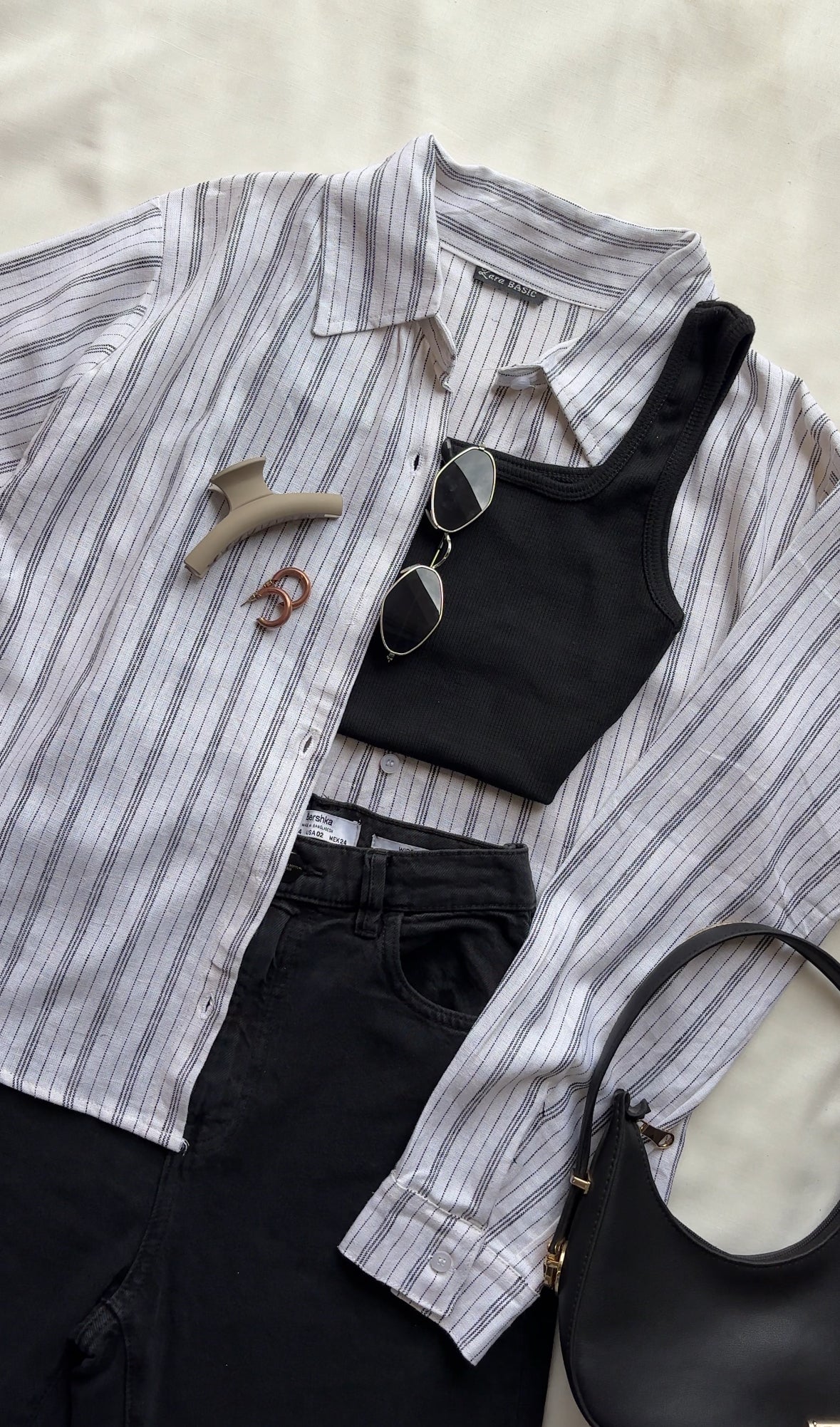 White Linen Striped Shirt