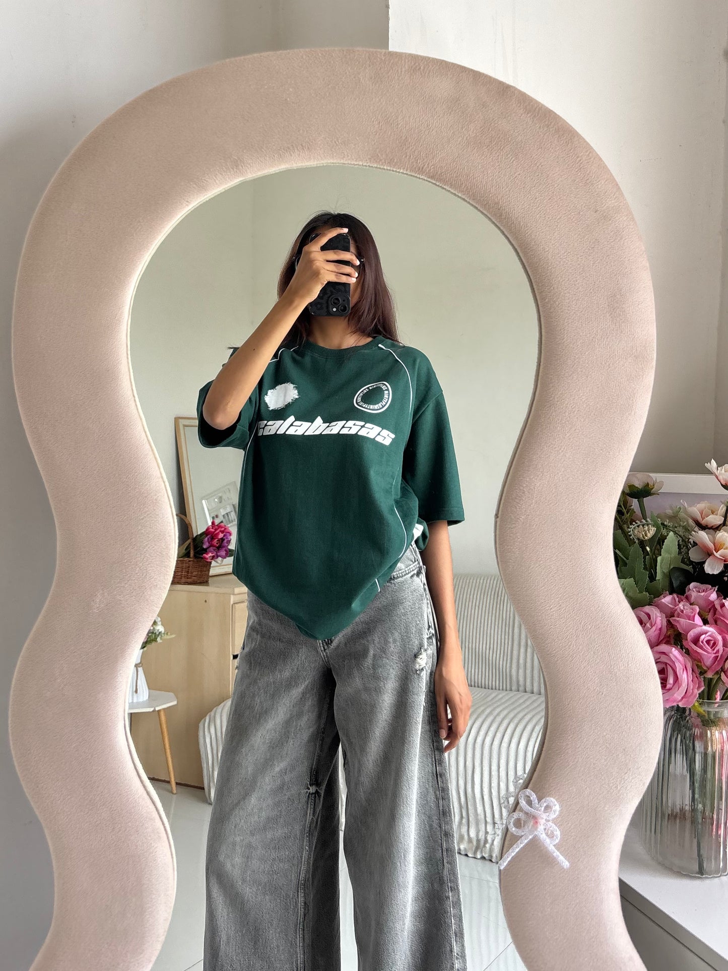 Green 7 Back Print Oversized T-shirt
