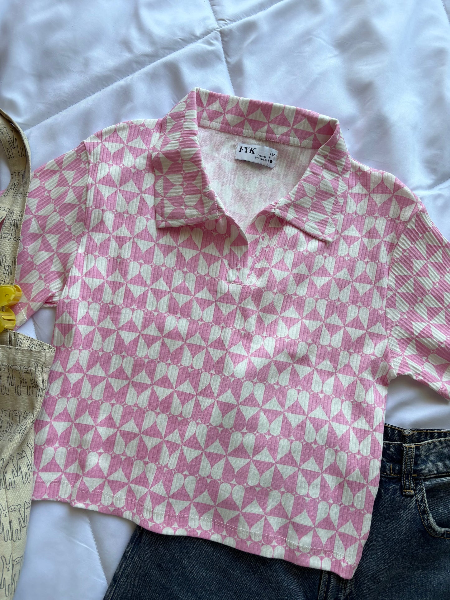 Pink Oversized Crop T-shirt