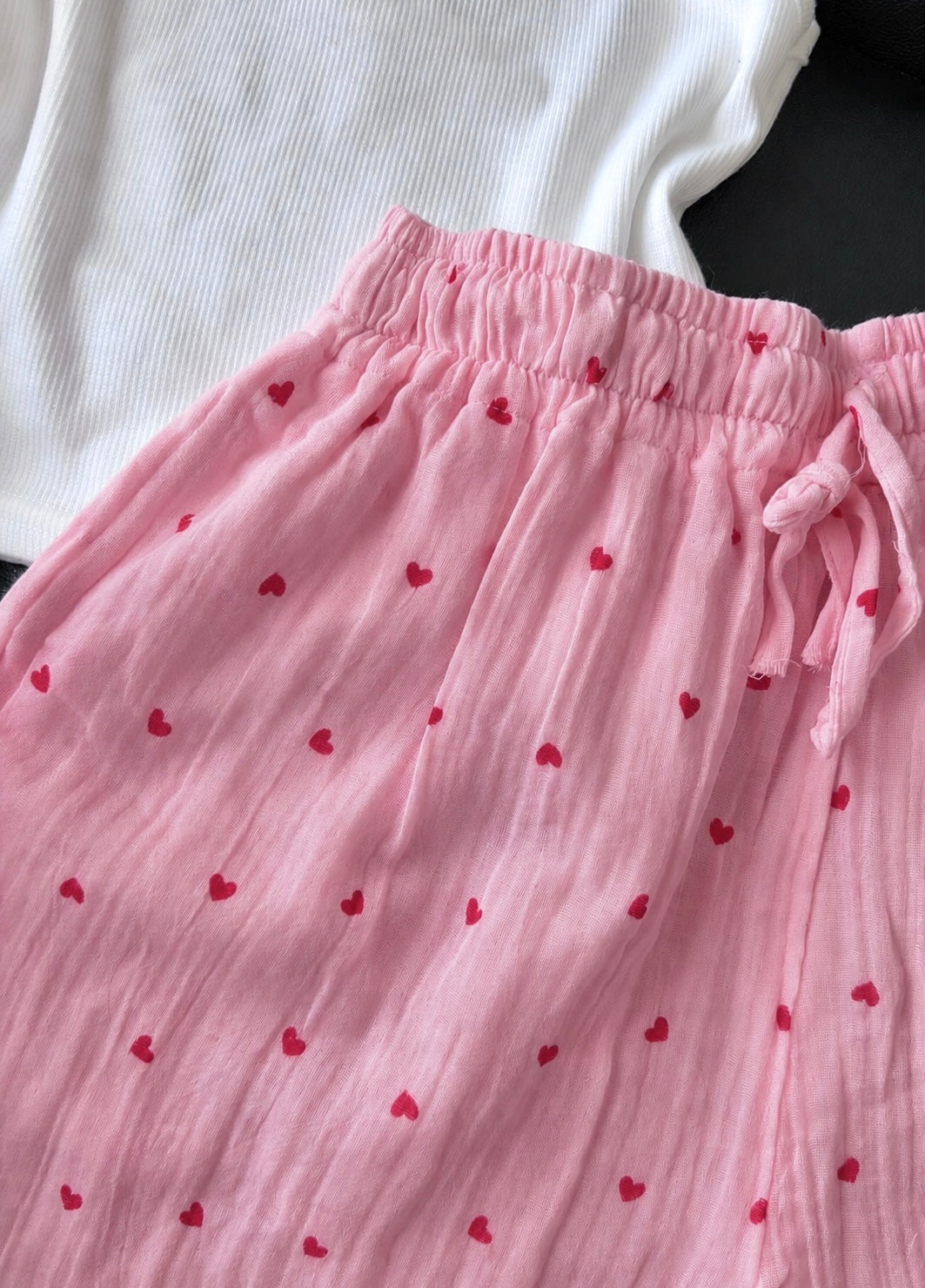 Pink Heart Mul Cotton Shorts