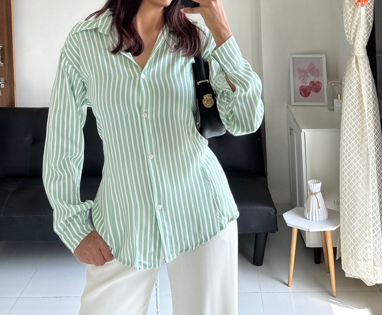 Green Fitted Shirt (Corset back)