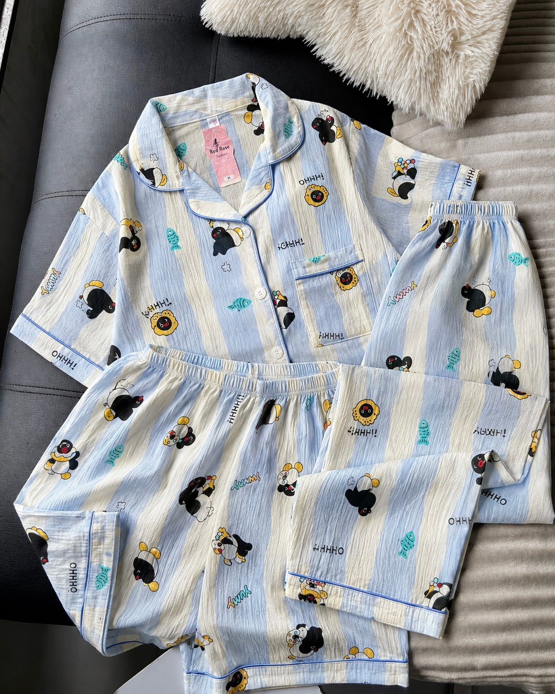 Hello Penguin Blue 3 Piece Night Suit