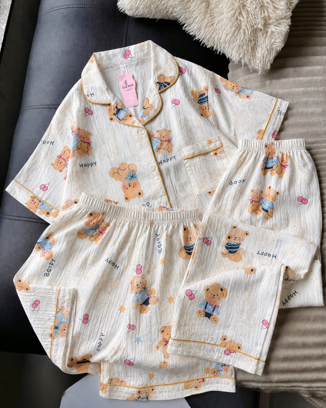 Honey Bear 3 Piece Night Suit