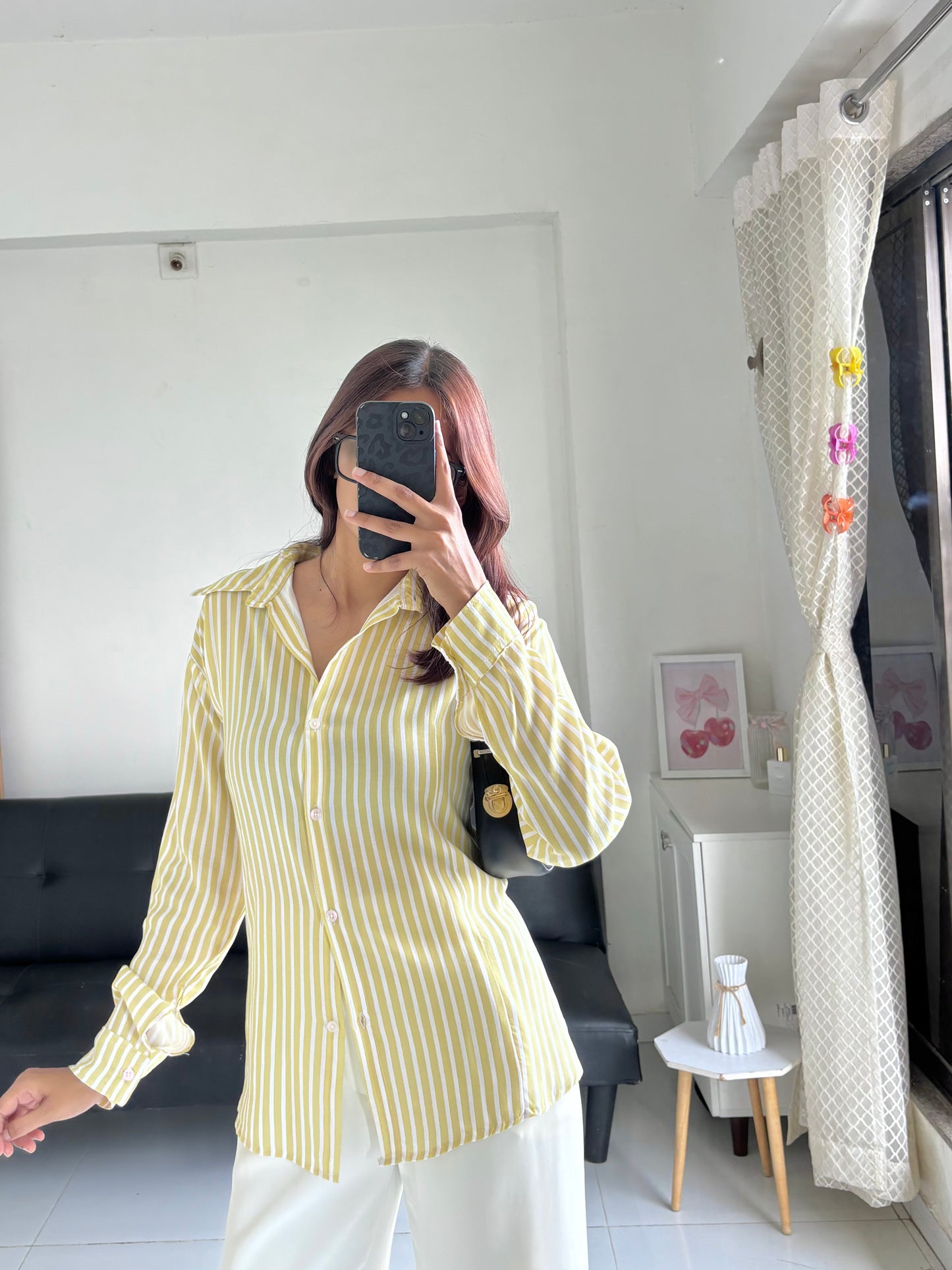 Yellow Fitted Shirt (Corset back)