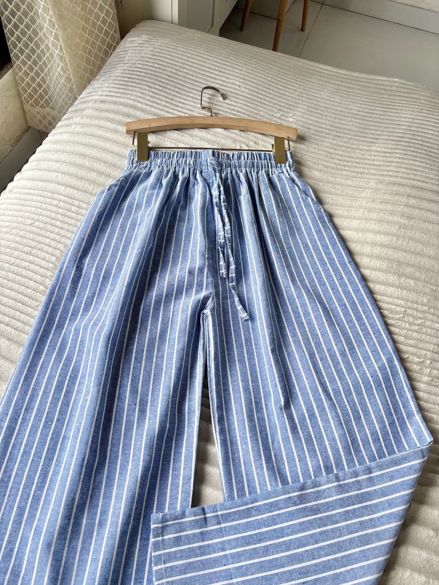 Blue Striped Linen Pant