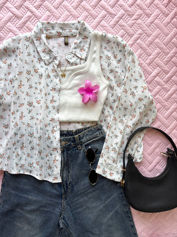 Oversized Floral Print Shirt