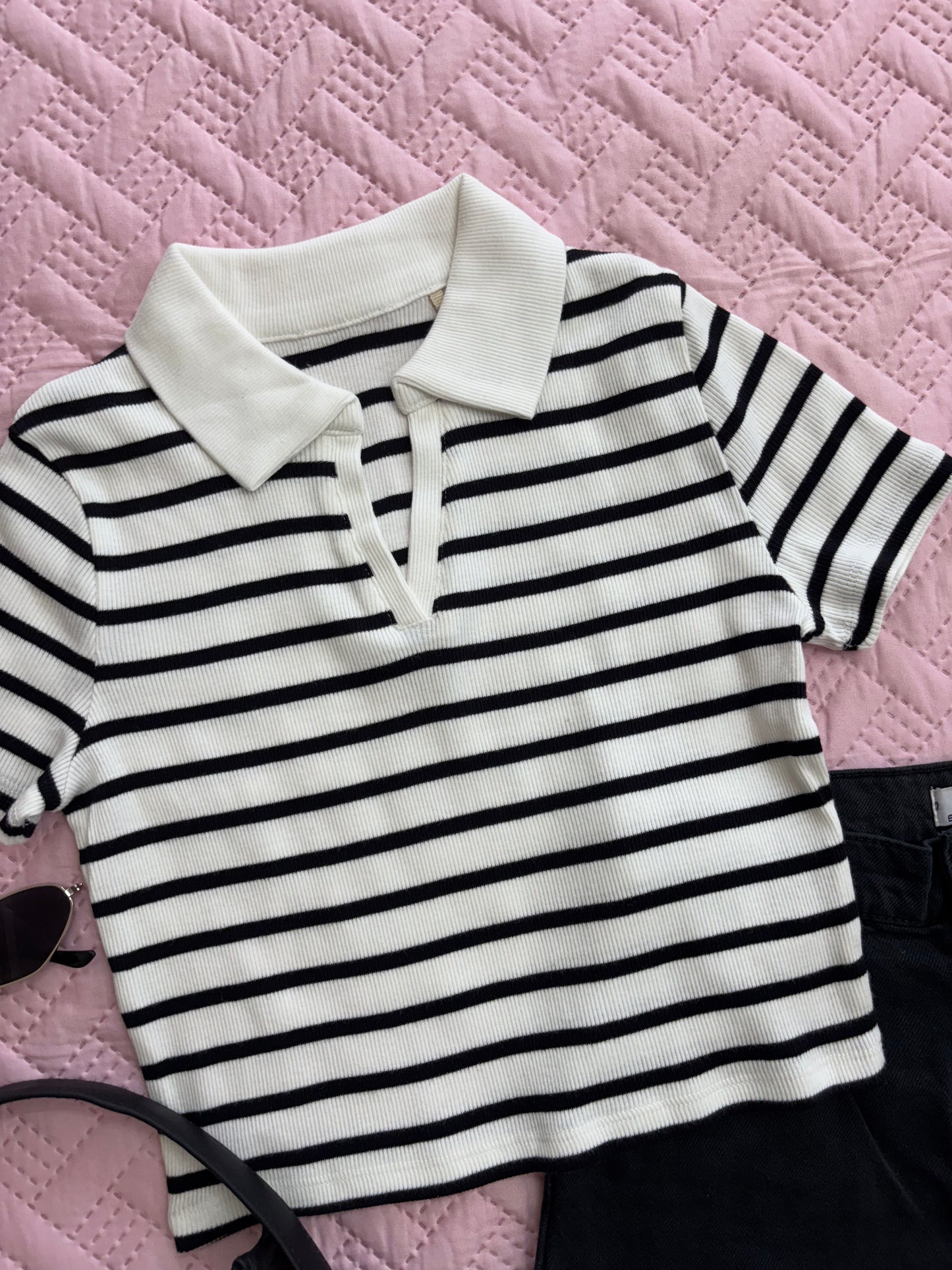 White Striped Polo T-shirt