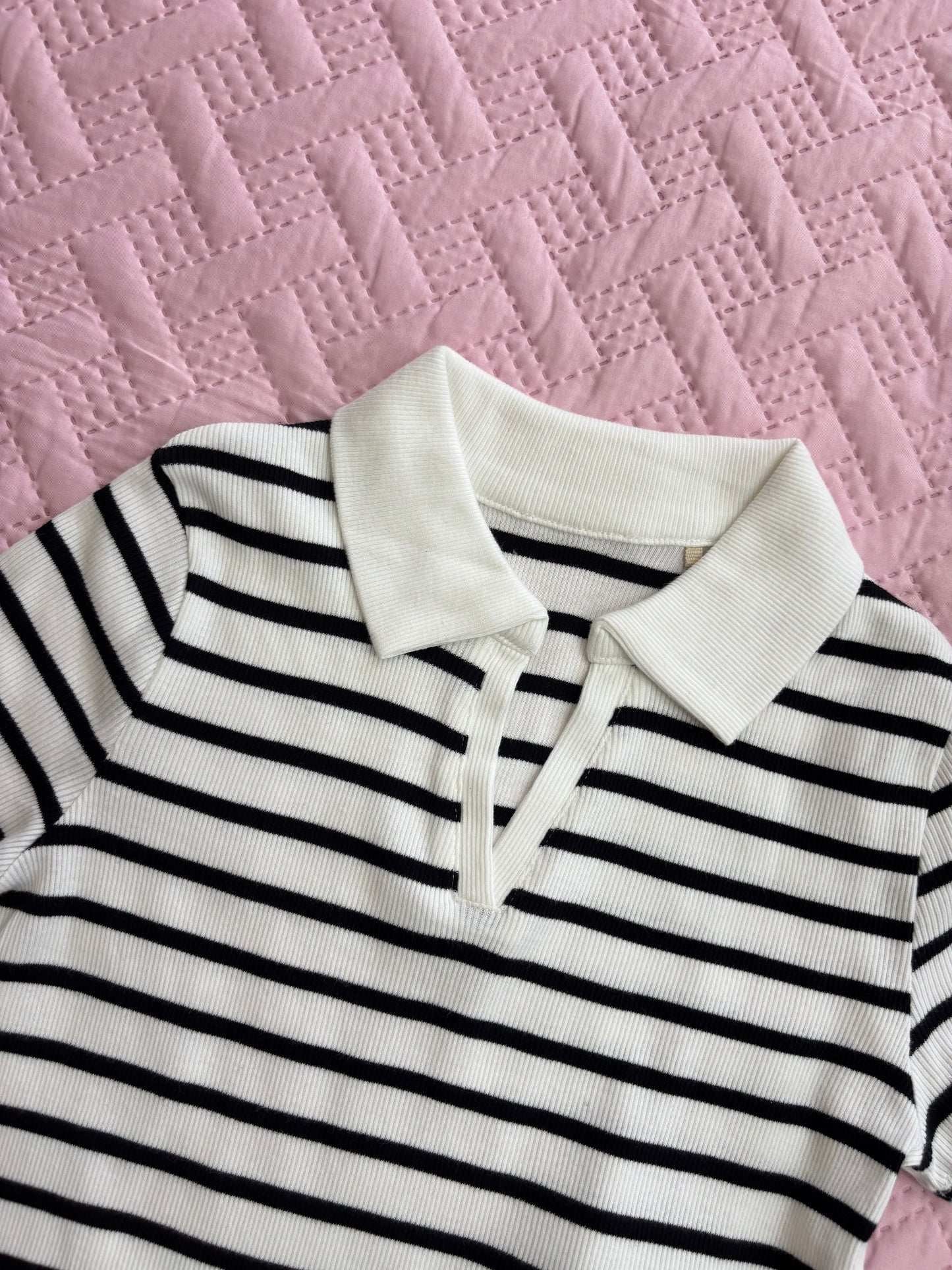 White Striped Polo T-shirt