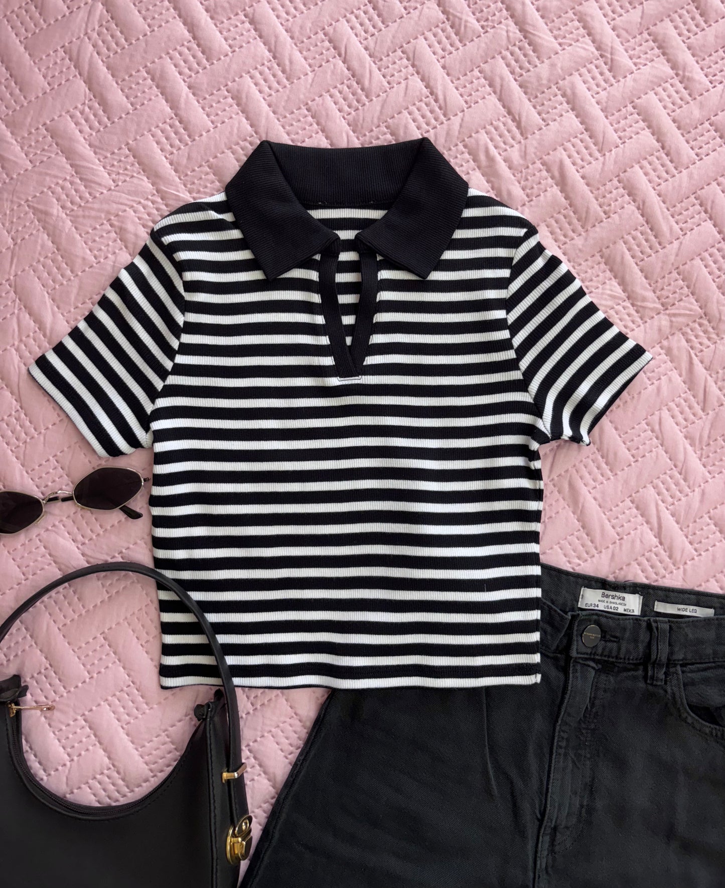 Black Striped Polo T-shirt