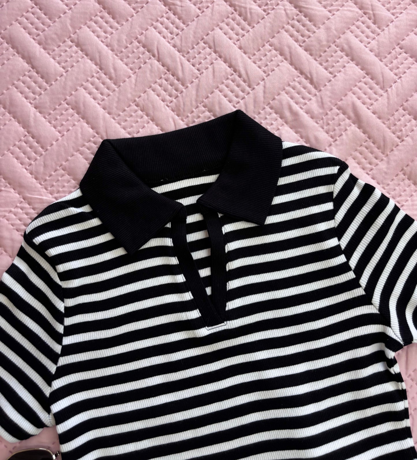 Black Striped Polo T-shirt