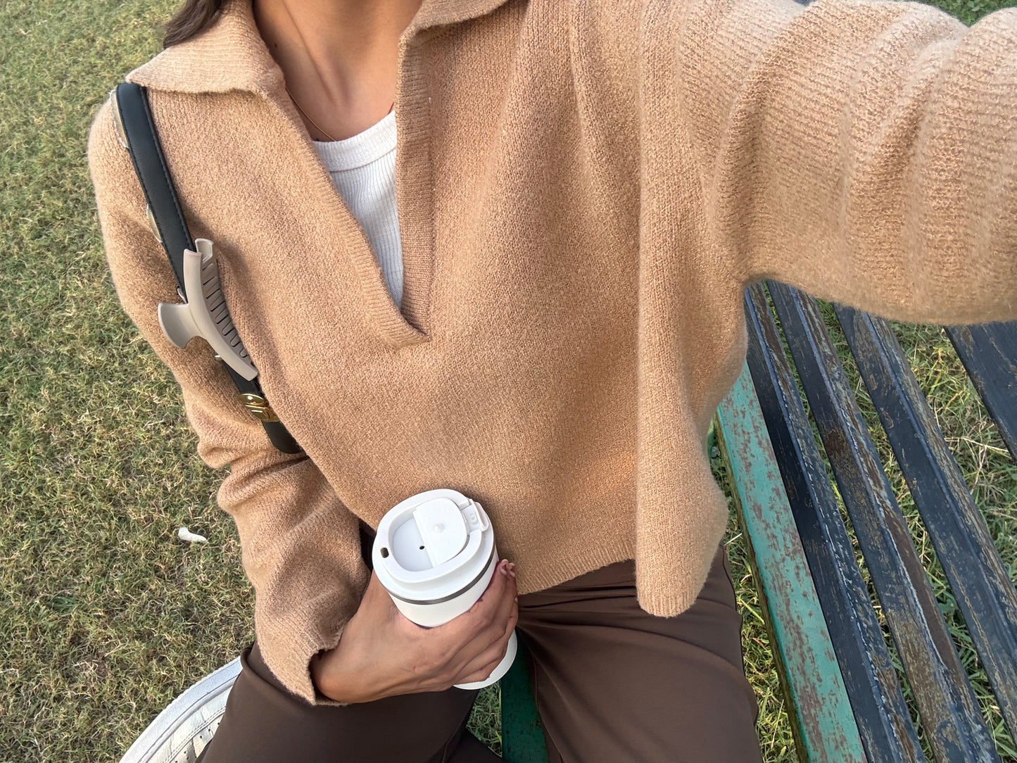 Camel Polo Oversized Sweater For Women