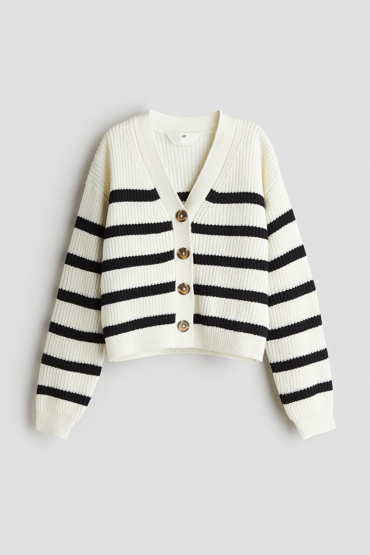 Classic Striped Knit Cardigan For Women