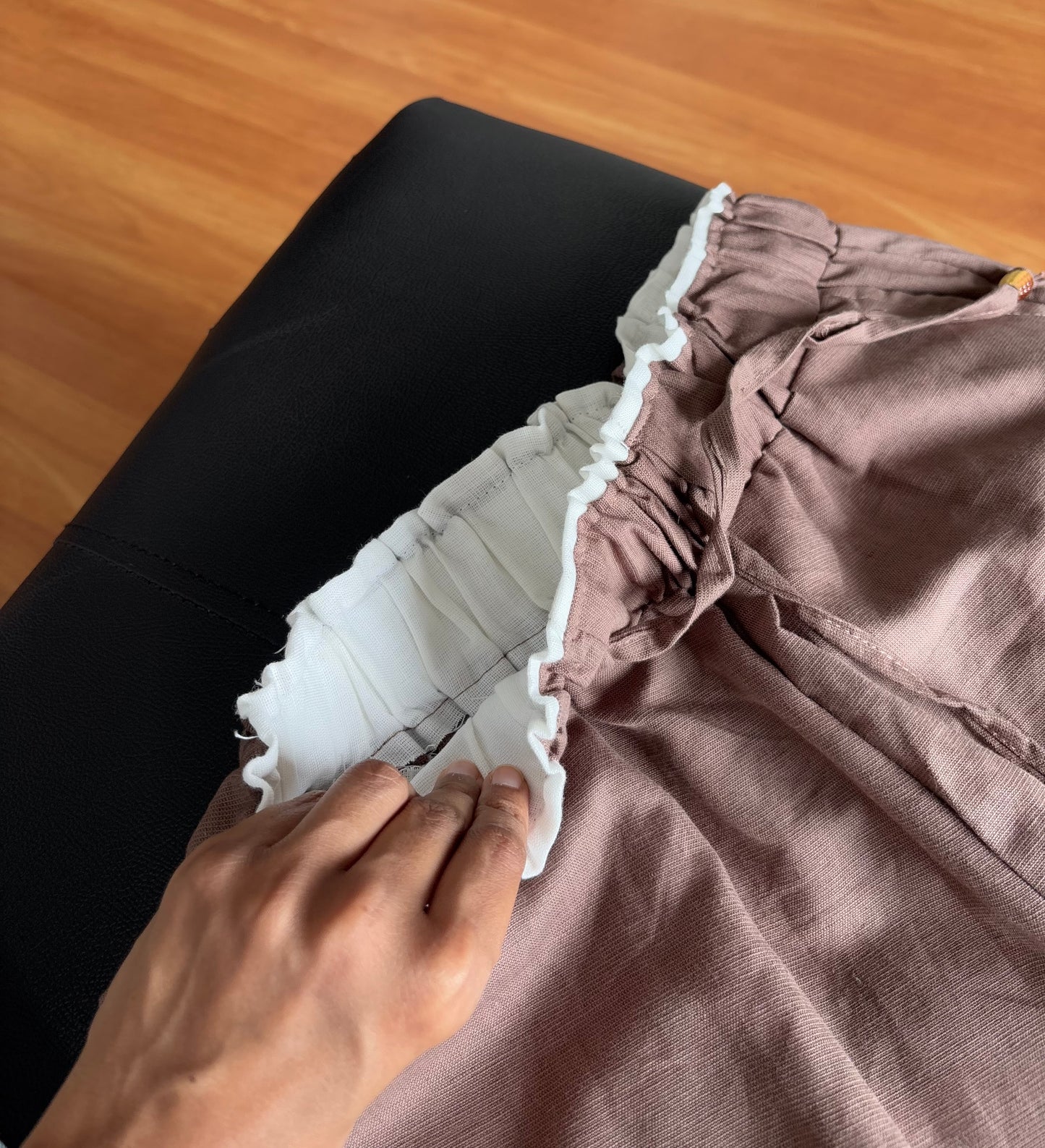 Brown dual waist linen pant