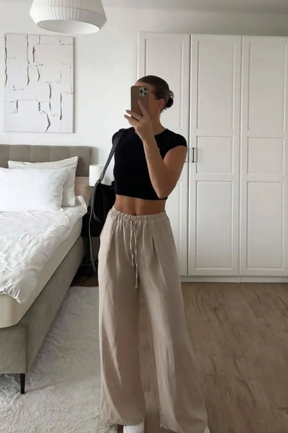 Sand Beige Linen Pant