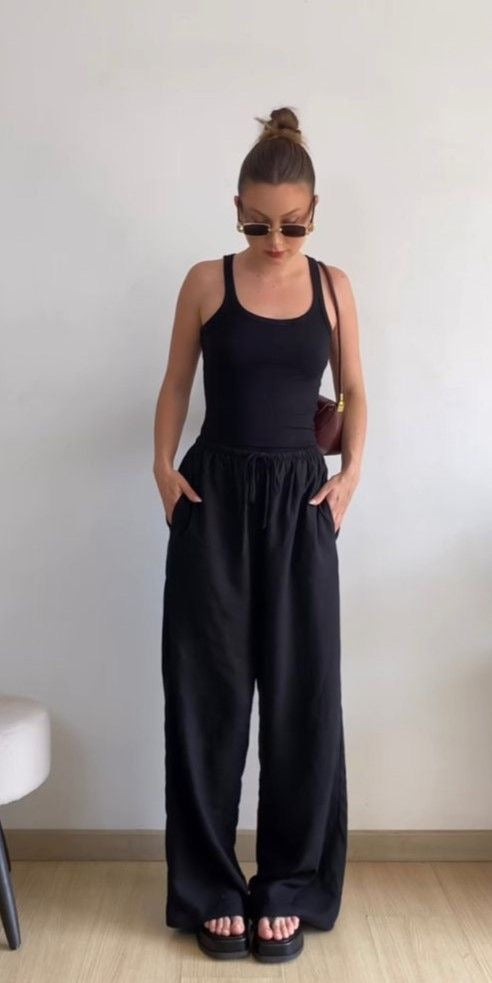 Black Linen Pant