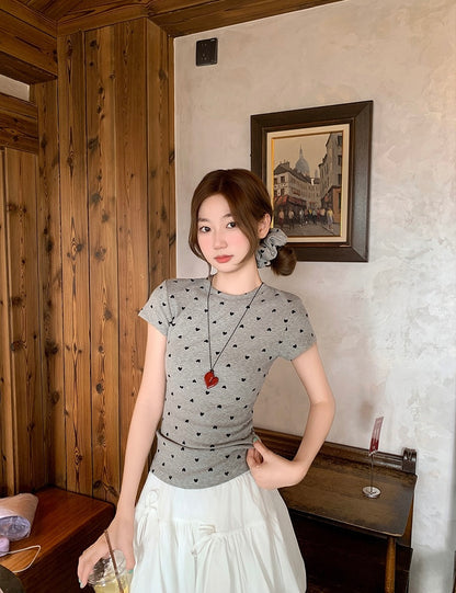 Mini Hearts Fitted Built-in Padded Tees