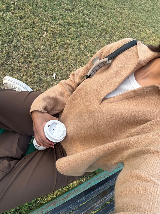 Camel Polo Oversized Sweater For Women