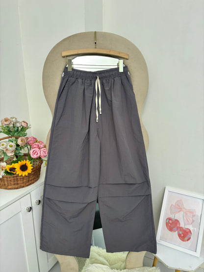Light Grey Wide Leg Pants With Removable Belt