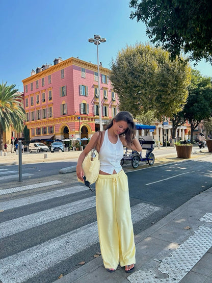 Lemon Yellow Linen Pant
