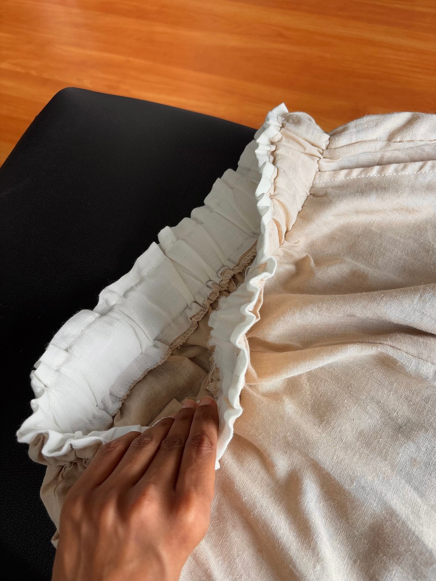 Beige dual waist linen pant