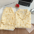 Yellow Bowtiful Striped Full Sleeve Pj set