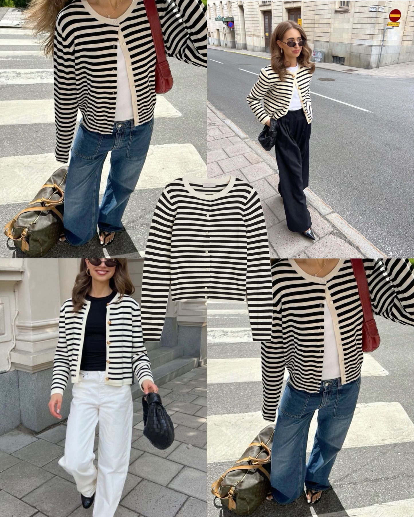 H&M Striped Knit Cardigan (Beige n Black)