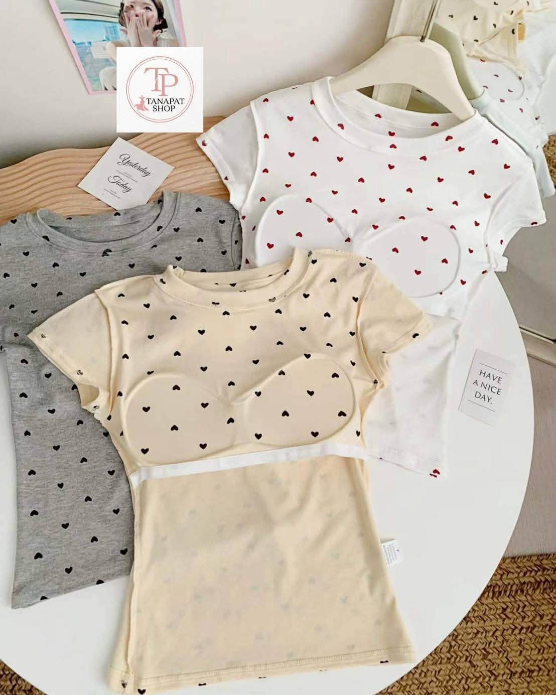 Mini Hearts Fitted Built-in Padded Tees