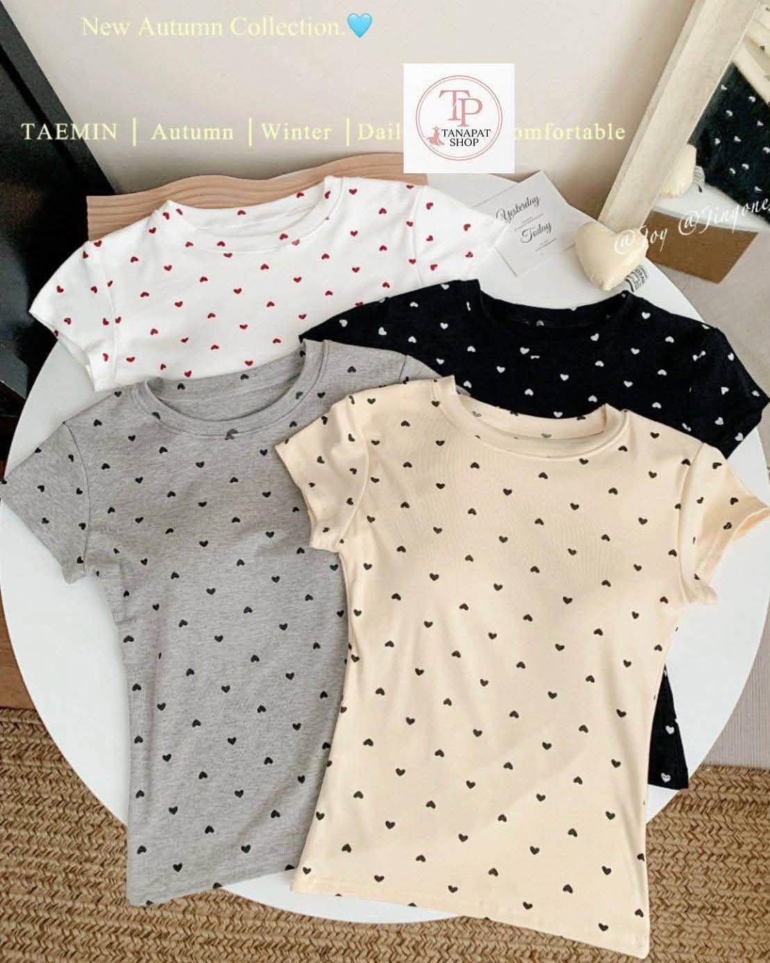 Mini Hearts Fitted Built-in Padded Tees