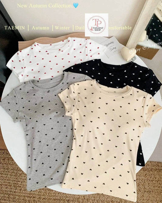 Mini Hearts Fitted Built-in Padded Tees