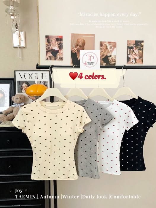 Mini Hearts Fitted Built-in Padded Tees