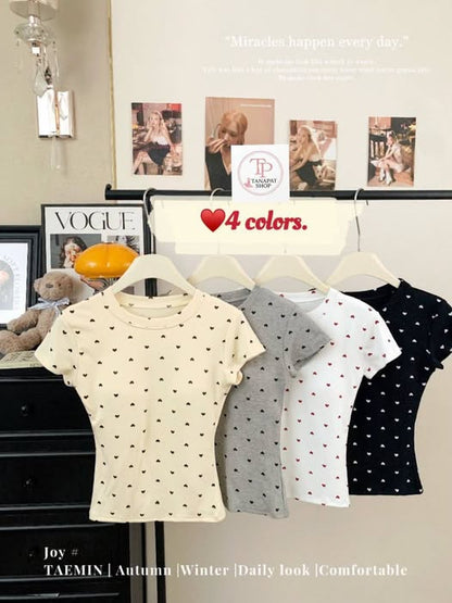 Mini Hearts Fitted Built-in Padded Tees
