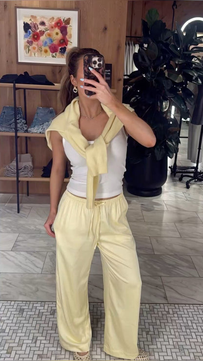 Lemon Yellow Linen Pant