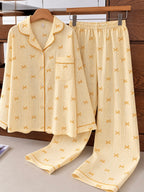 Yellow Bowtiful Striped Full Sleeve Pj set