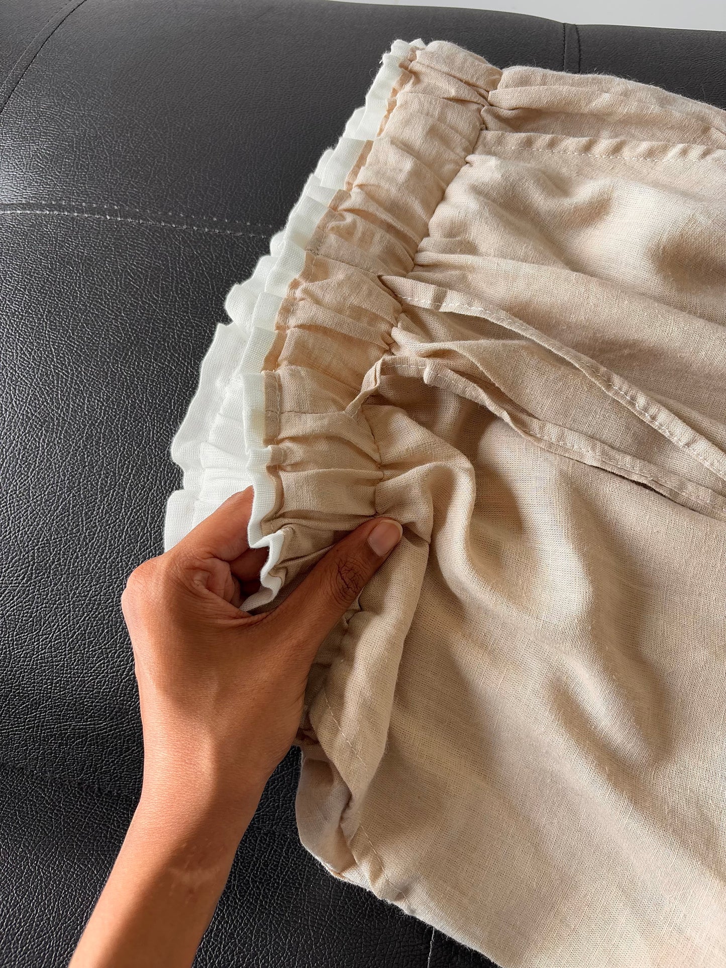 Beige dual waist linen pant