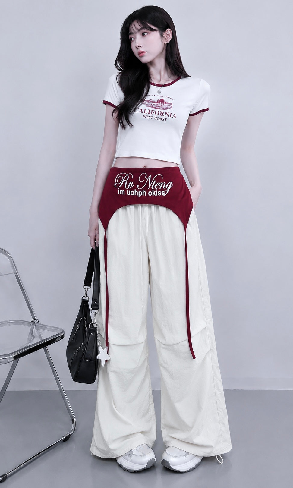 White Wide Leg Pants With Removable Belt