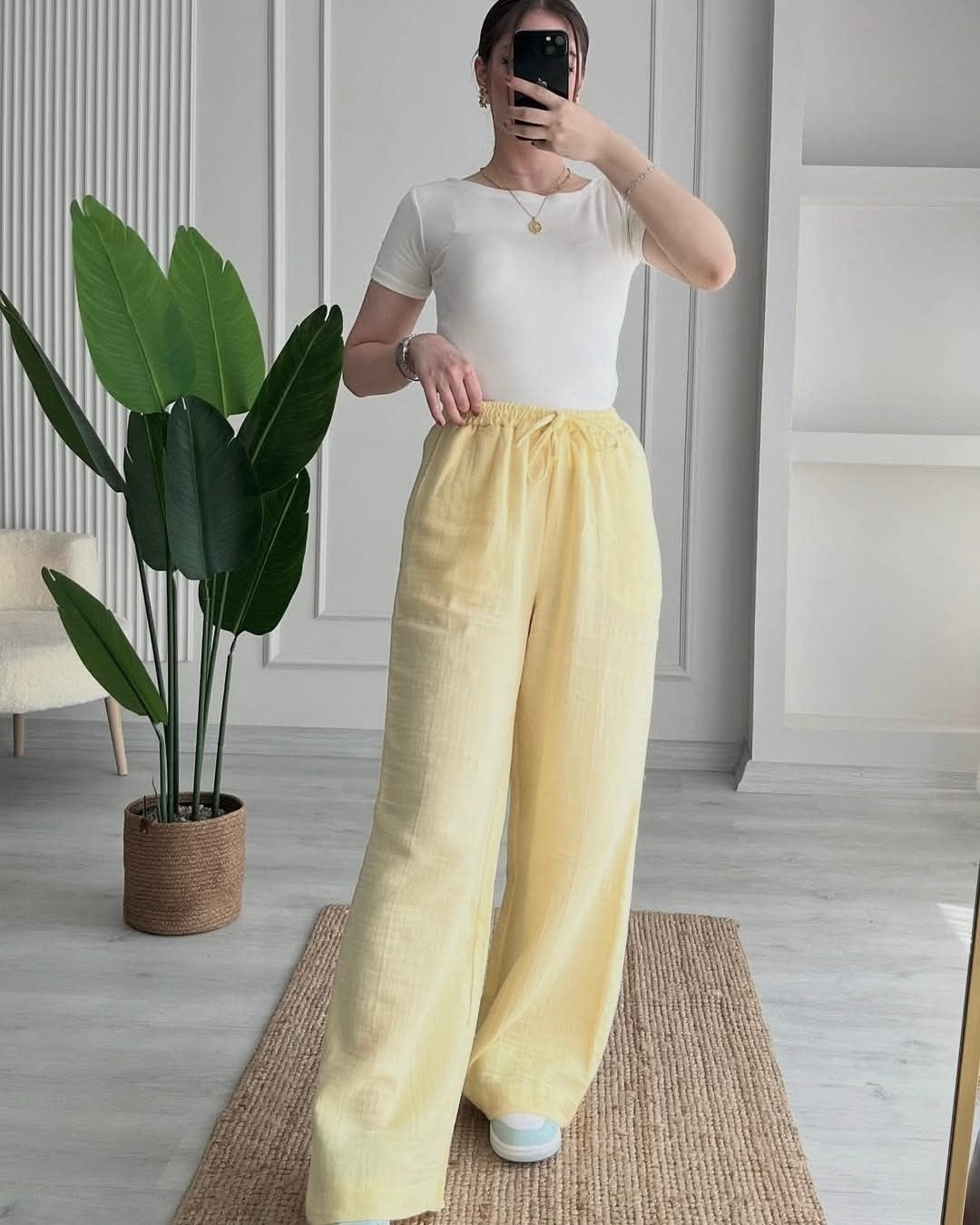 Lemon Yellow Linen Pant