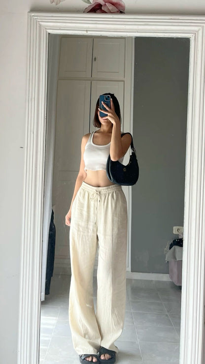 Beige Linen Pant