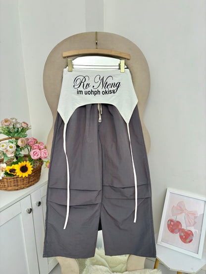 Light Grey Wide Leg Pants With Removable Belt