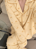 Yellow Bowtiful Striped Full Sleeve Pj set