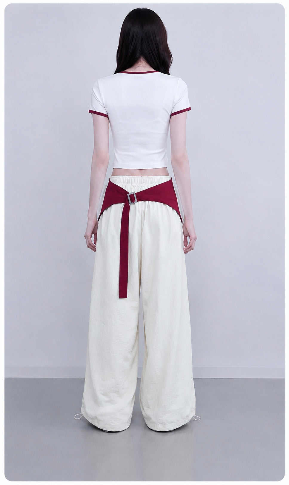 White Wide Leg Pants With Removable Belt