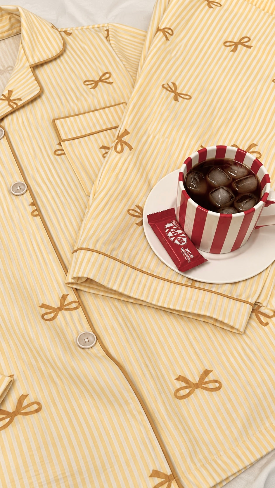 Yellow Bowtiful Striped Full Sleeve Pj set