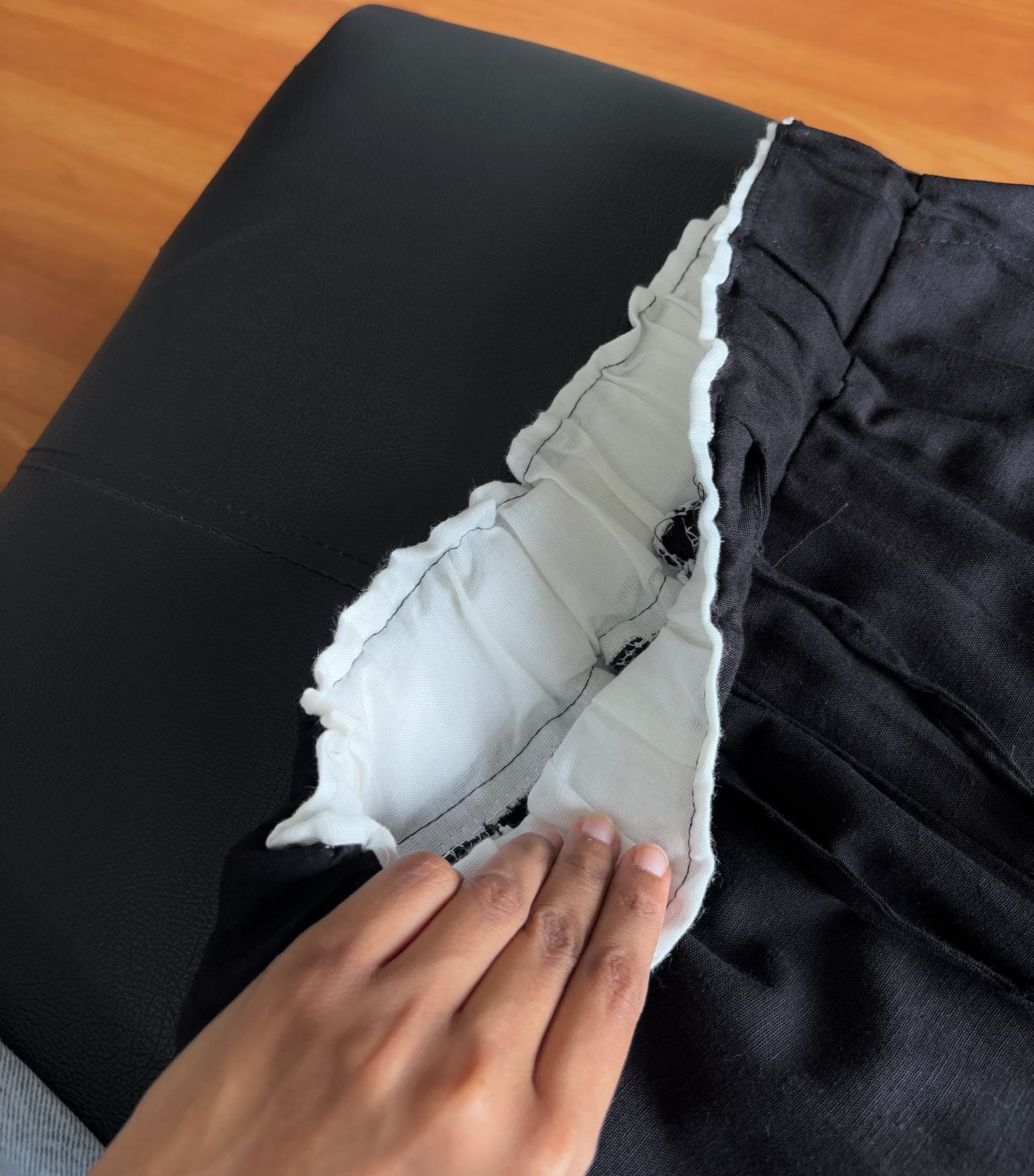 Black dual waist linen pant