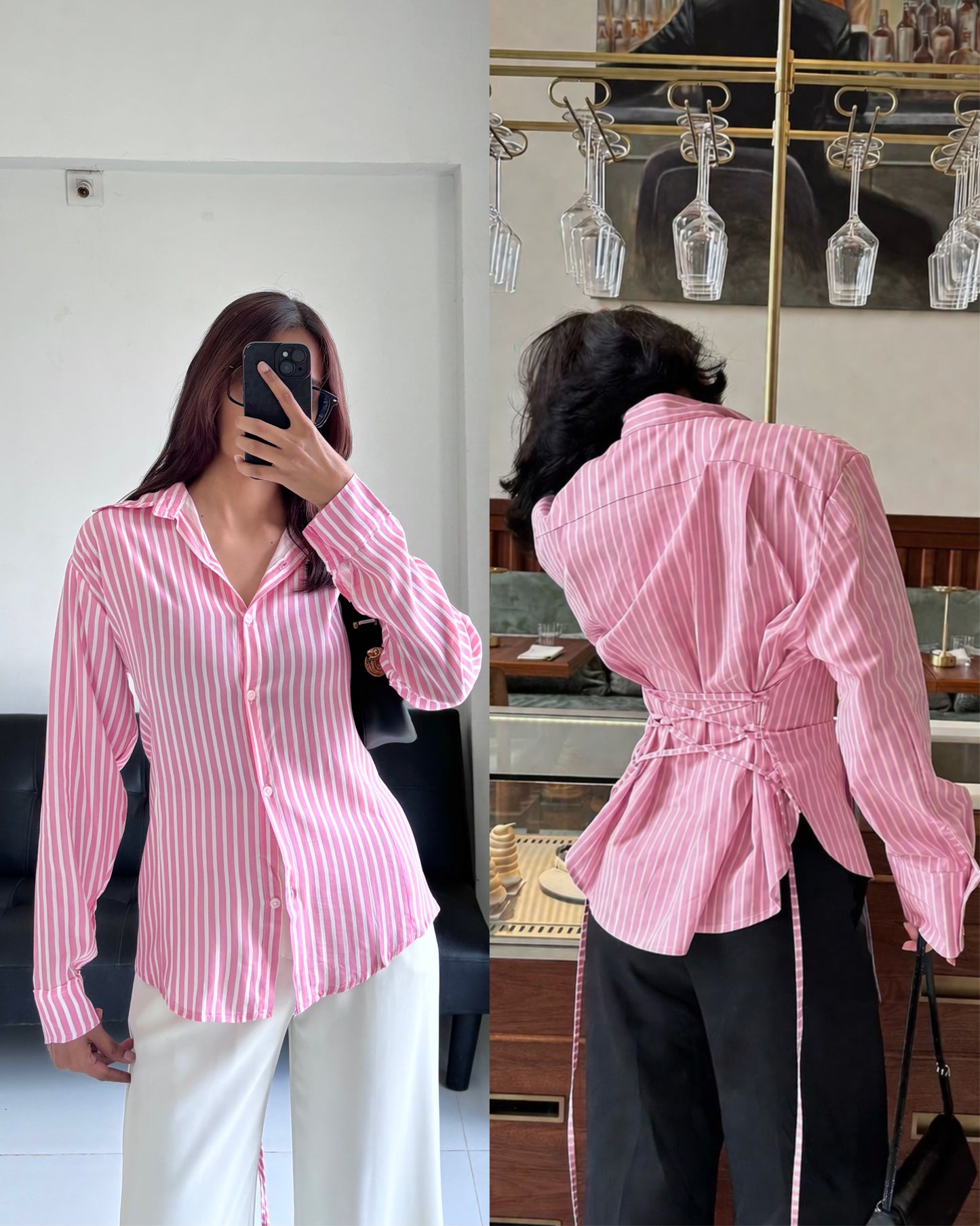 Pink Fitted Shirt (Corset back)