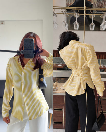 Yellow Fitted Shirt (Corset back)