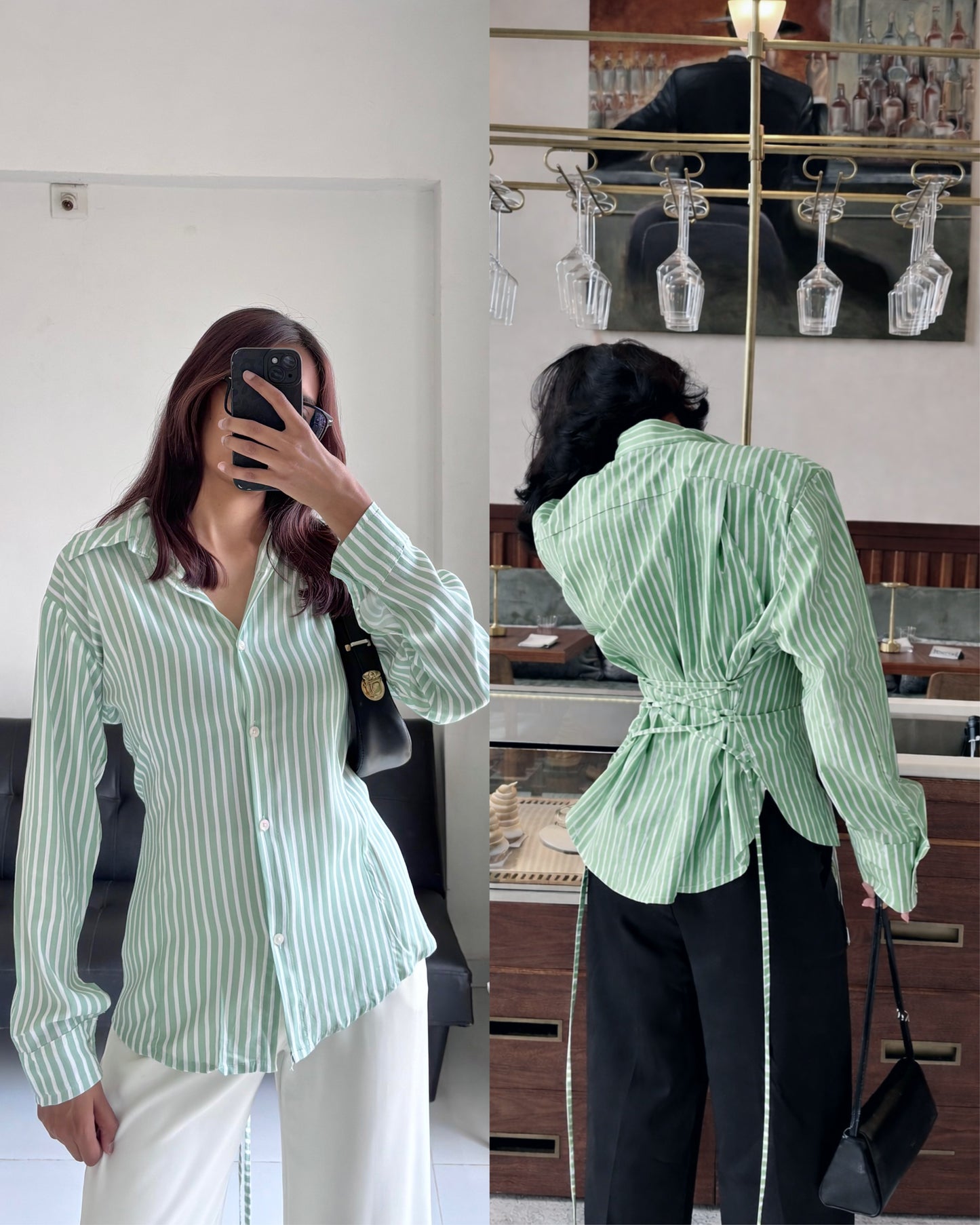 Green Fitted Shirt (Corset back)