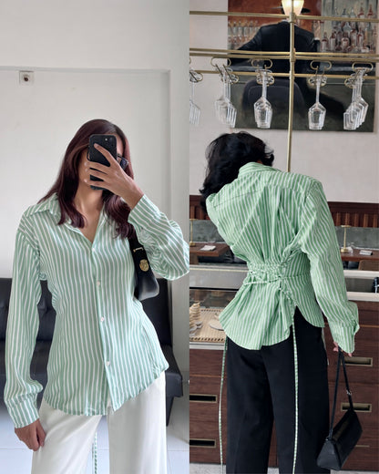 Green Fitted Shirt (Corset back)
