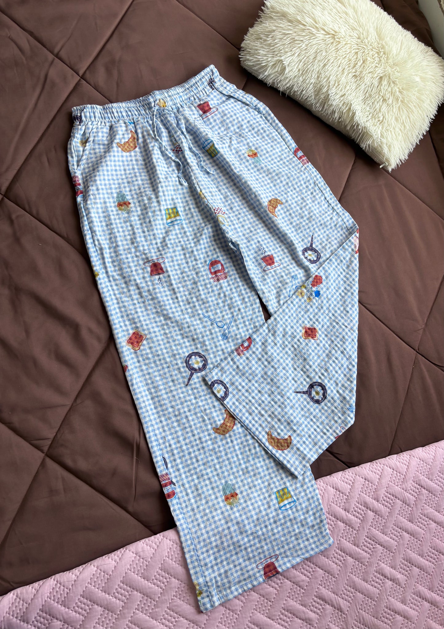 Viral Summer Comfy Blue Checked Pants