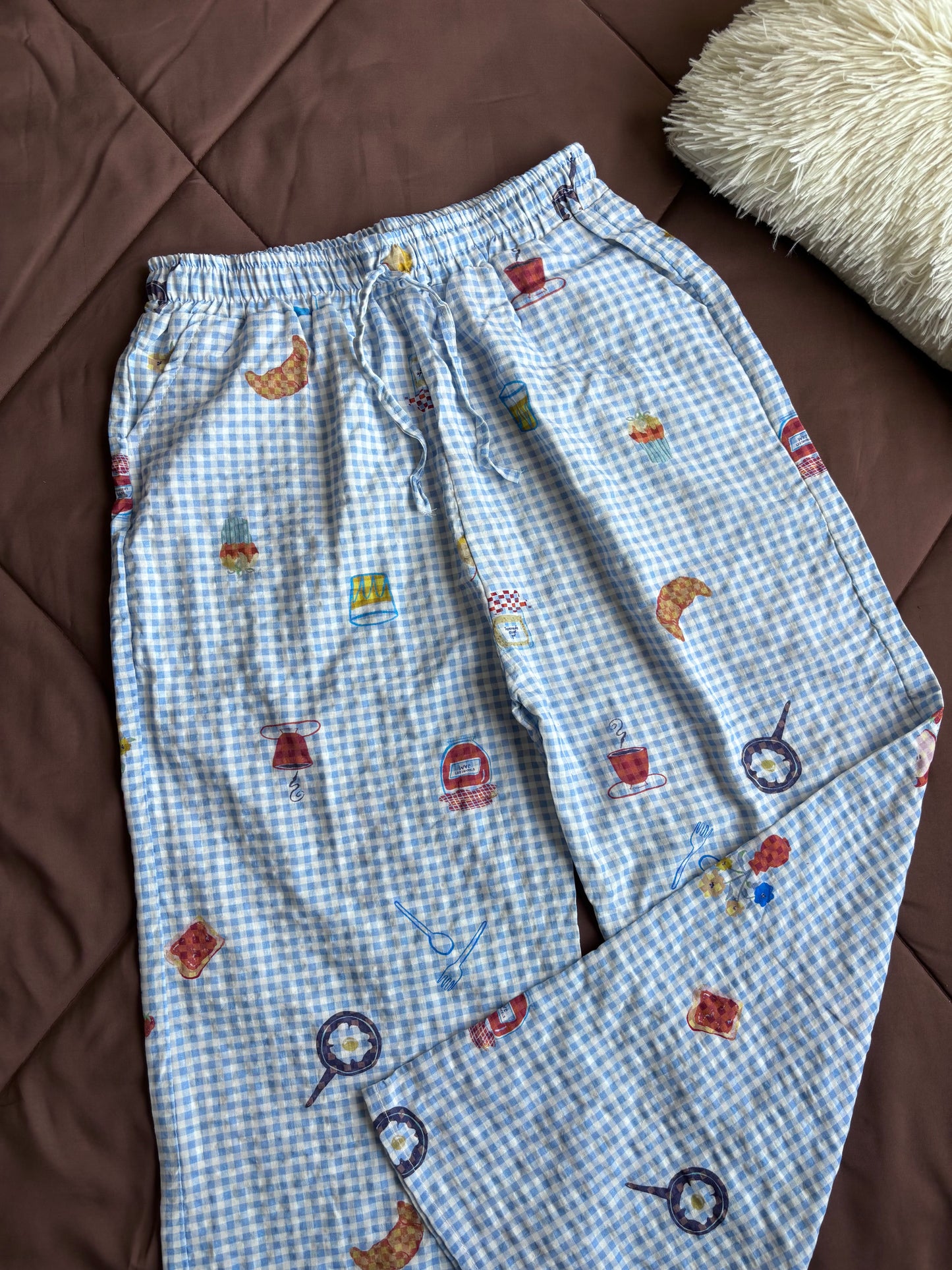 Viral Summer Comfy Blue Checked Pants