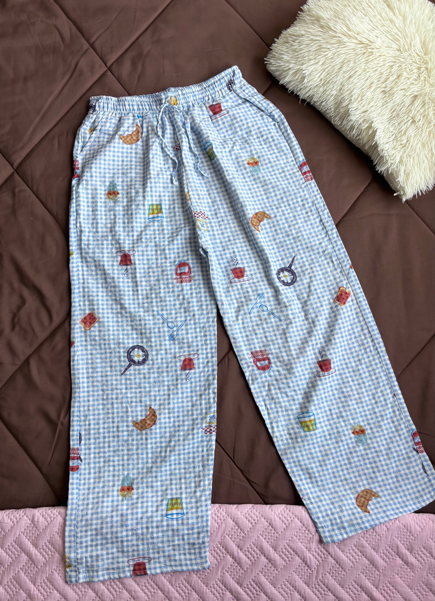 Viral Summer Comfy Blue Checked Pants