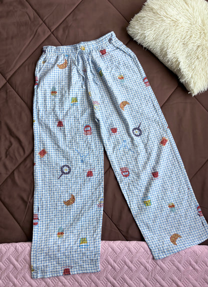 Viral Summer Comfy Blue Checked Pants